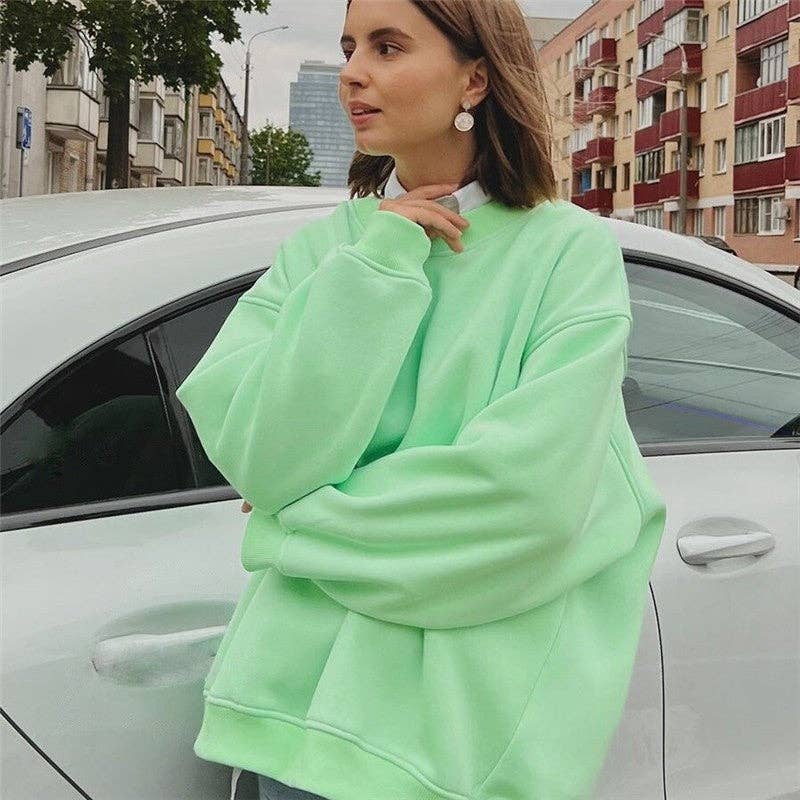 UZ Wholesale Store - Vente Sweat-shirt – femme - Sweat-shirt ample à col rond de couleur unie9