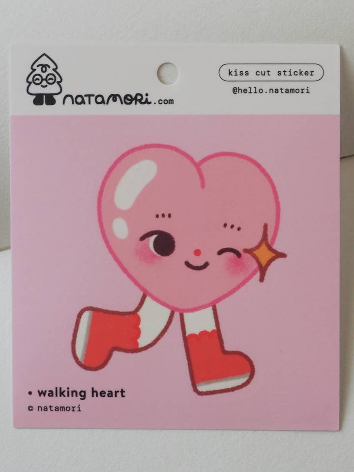 Walking Heart • Single Kiss Cut Vinyl Sticker for wholesale by natamori