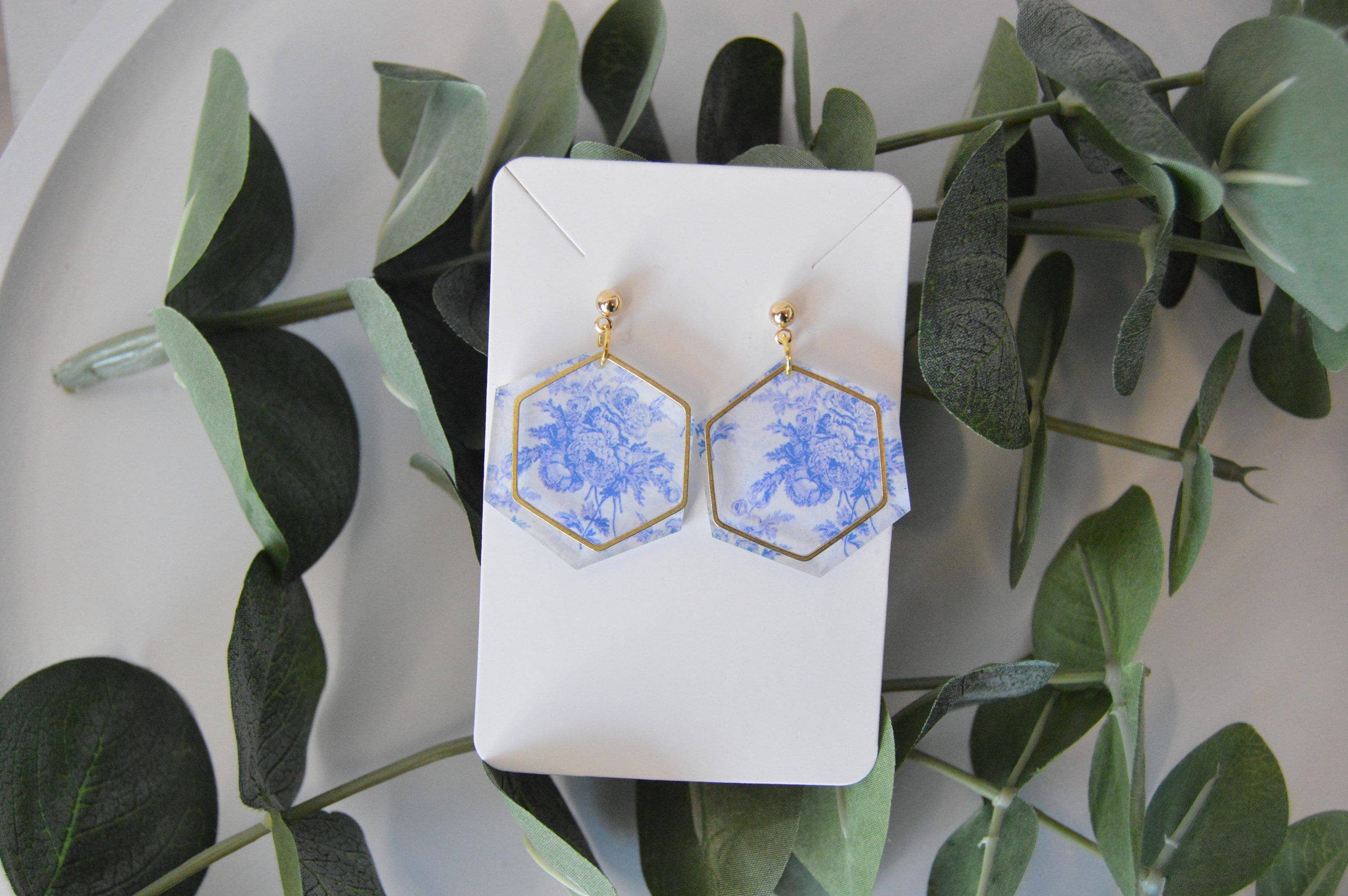 The Adorned Fox - Wholesale Dangle Earrings - Blue Chinoiserie Earrings, Drop Earrings, Dangle Earrings, S2