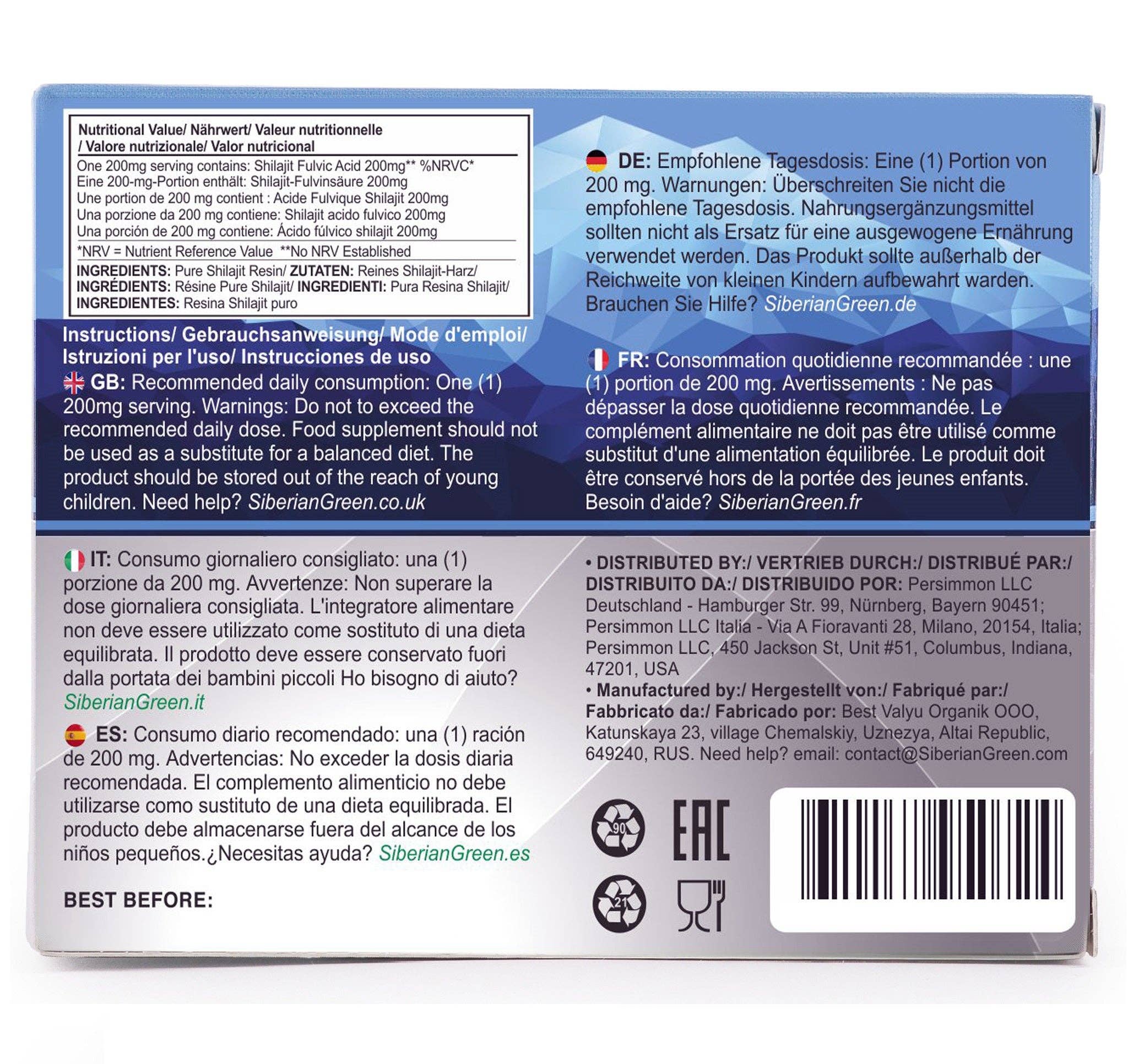 SiberianGreen - Wholesale Healing Salve/Balm/Cream - 120 (2x60 Pack) Altaic Pure Shilajit Blue Mountains "MUMIJO"5