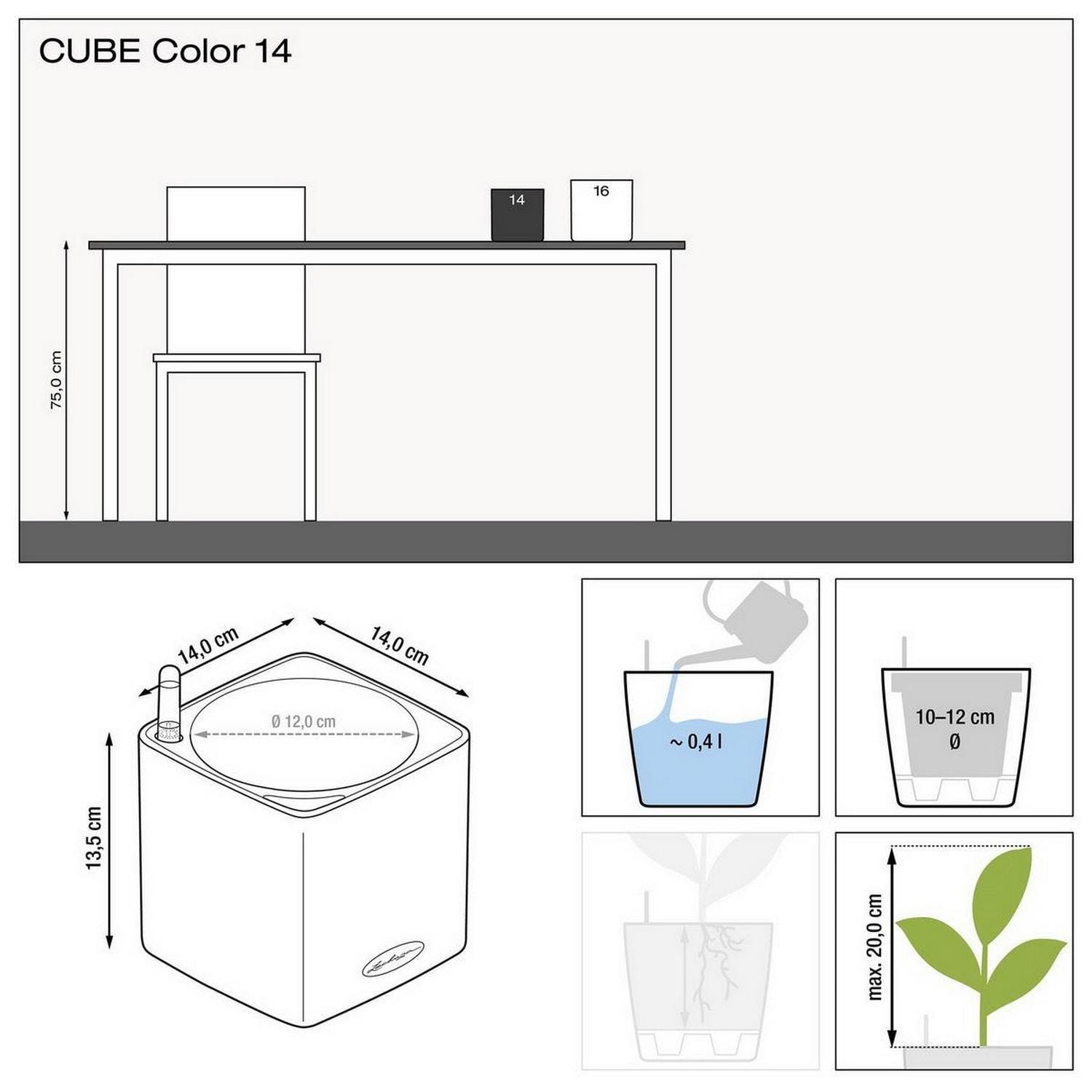 Lechuza Self Watering Planters – Engroshandel Plantekasse – LECHUZA CUBE farve poly harpiks tabel firkantet plantageejer18