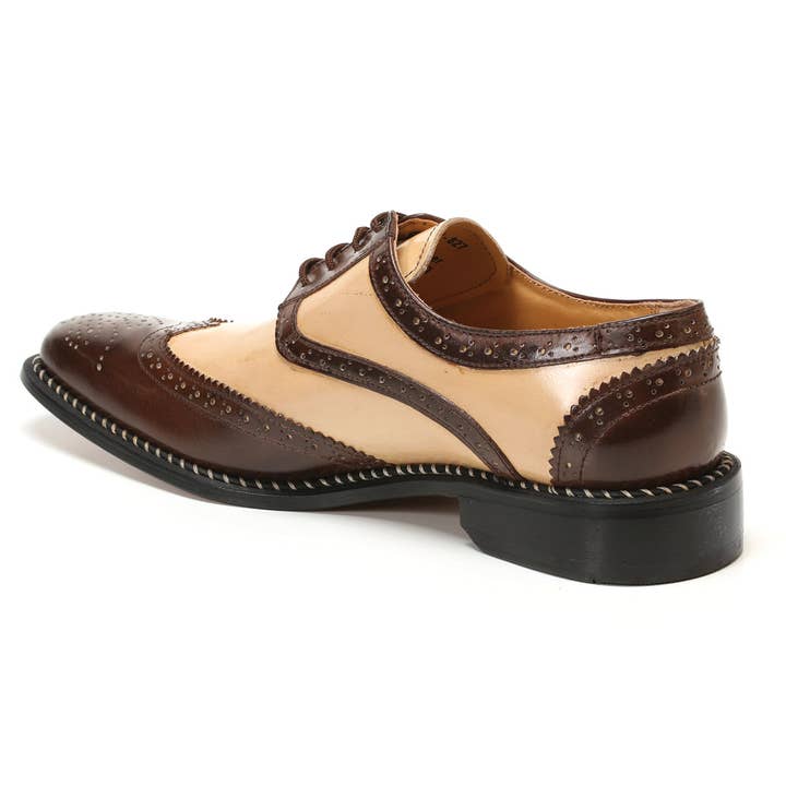Brown Beige Hope Men Leather Oxford Style Dress Shoes for wholesale on Faire