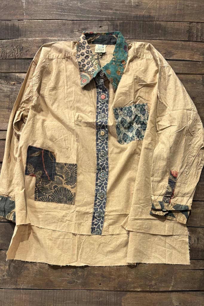 Jaded Gypsy - Vente Chemise à col boutonné – femme - Top Sunrise en patchwork - JG-1213