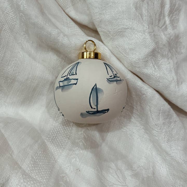 Tessa Jane Media - Wholesale Ornament - Hand Painted Sailboat Christmas Ornaments