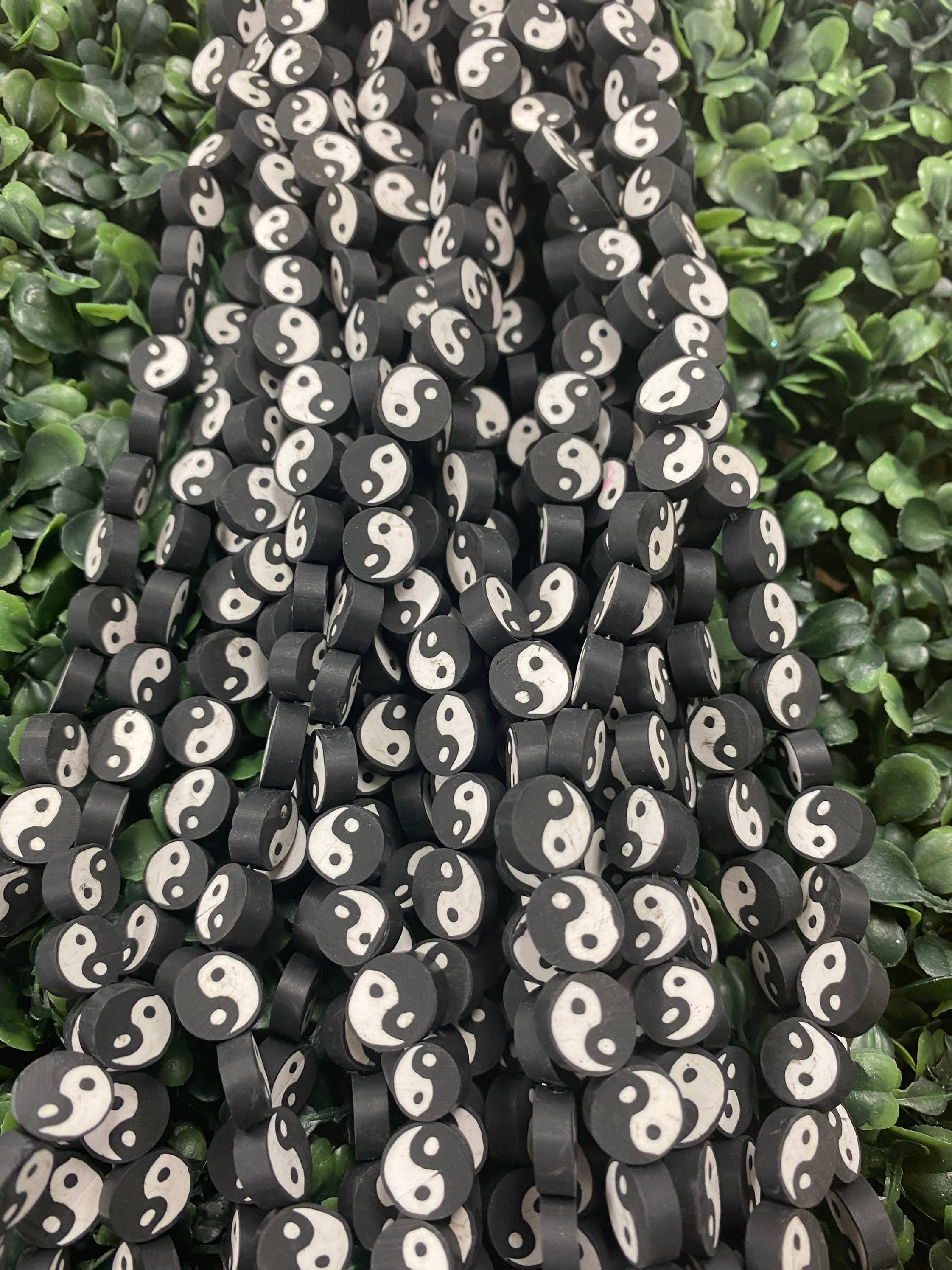 The Bead Bazaar - Wholesale Beads - 16" Yin Yang Beads, Keychain Ying Yang Beads, Black And White Yin Yang Beads, Small Yin Yang Spacer Beads, Kids DIY Jewelry, Bulk Yin Yang Beads3