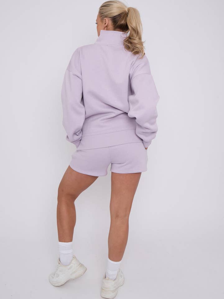 AX Labels - Wholesale Lounge Set - Women's - 1/2 Zip Top & Shorts Fleece Co-ord27