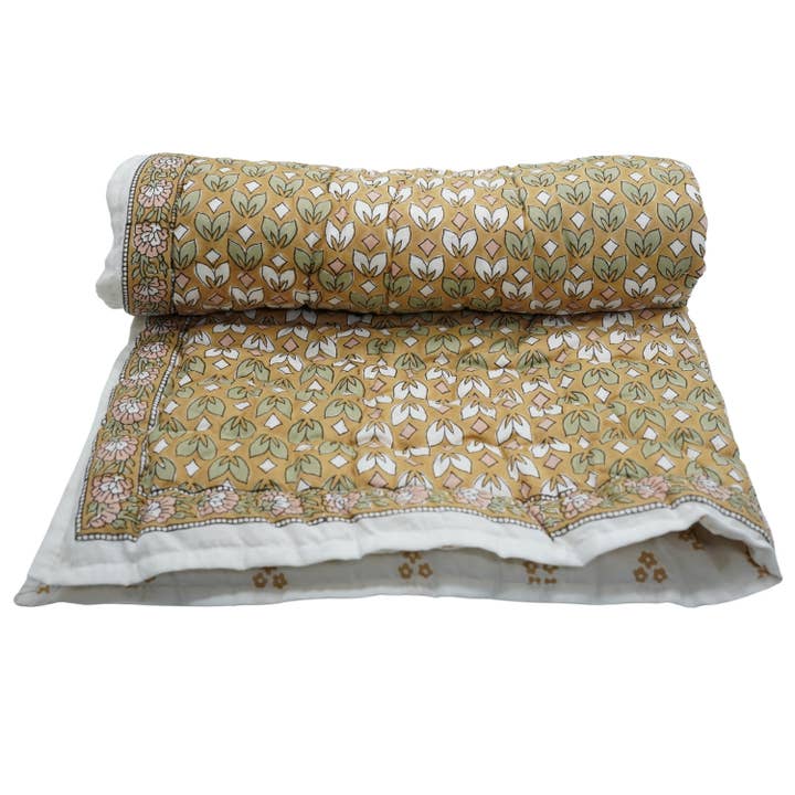 Fabdivine - Wholesale Quilt - Unique Block Print Cotton Warm Throw Quilt Blanket -QUILT -7