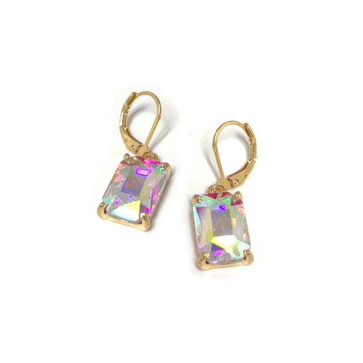 StarryNYC - Wholesale Dangle Earrings - Square Glass Beads Dangle Lever Back Drop Earrings 6