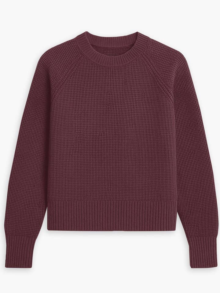 Herren Reise Merino Waffel Crewneck - Merlot für den Großhandel von Ministry Of Supply