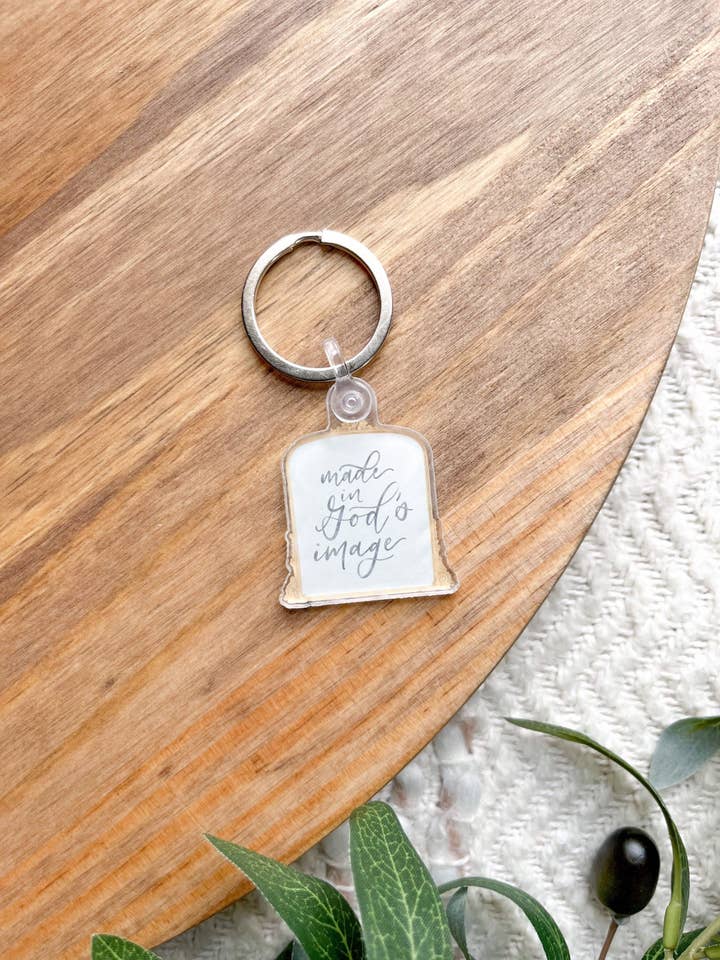 Made in God's Image Gold Mirror Keychain for wholesale by Oliva Roots