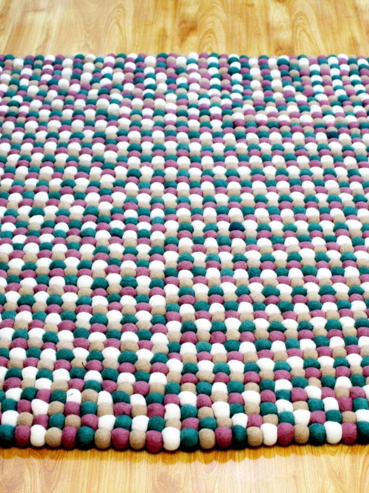 Teal & Plum Wool Rugs - Handmade for Any Room for wholesale by Woollyfelt