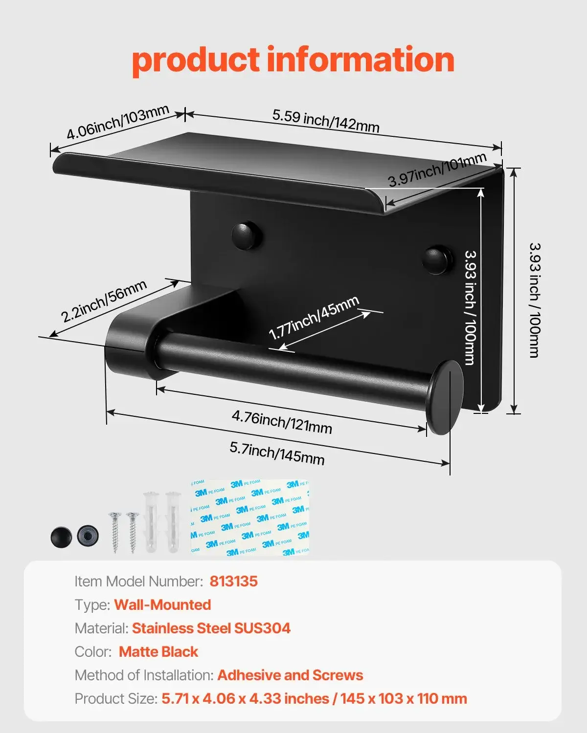 VEVOR - Wholesale Toilet Paper Holder - BGSWSZJDZKKZPZOEOV06