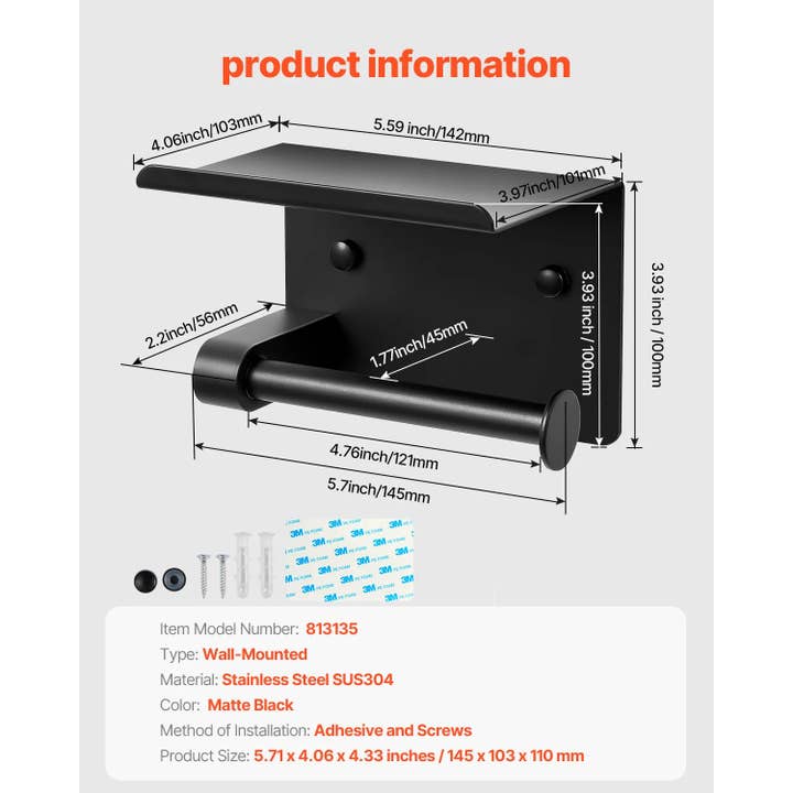 VEVOR - Wholesale Toilet Paper Holder - BGSWSZJDZKKZPZOEOV06