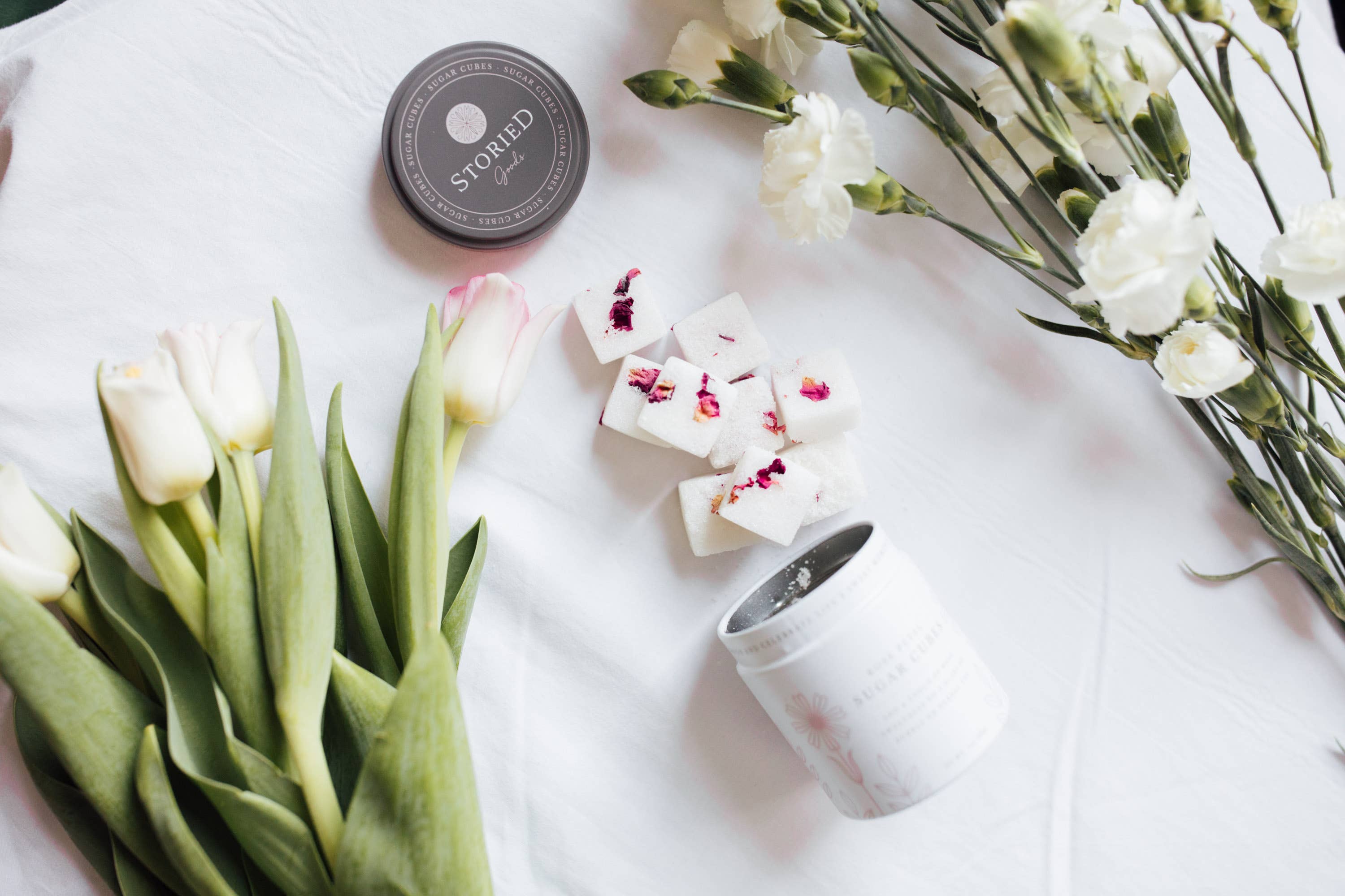 Storied Goods - Wholesale Cocktail Mix/Syrup - Storied Goods Rose Petal Sugar Cubes4