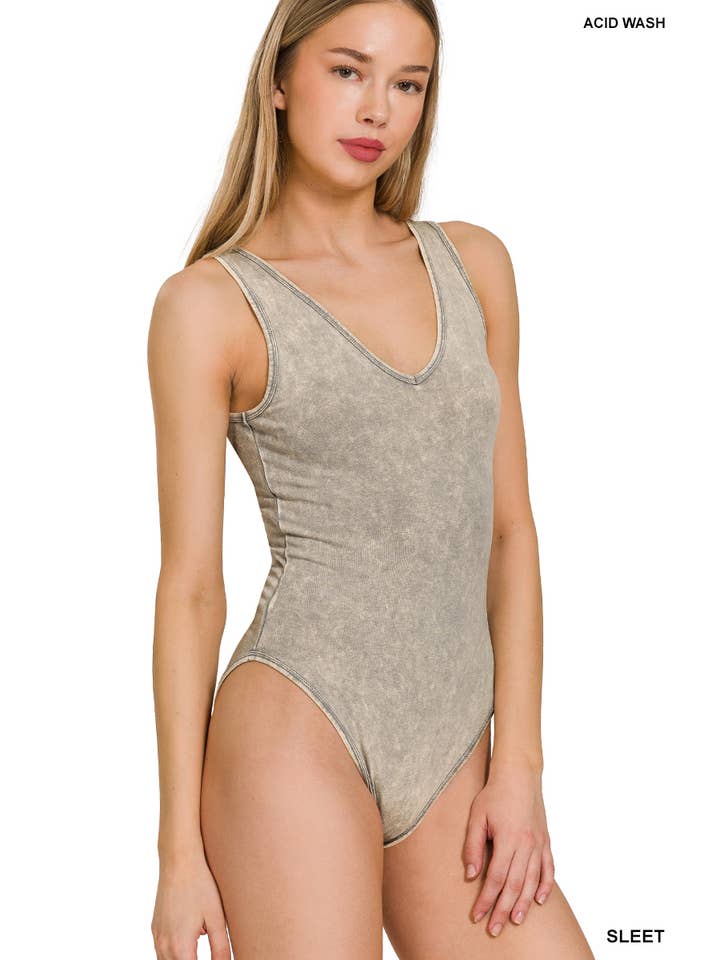 42POPS - Wholesale Bodysuit - Women's - `.Washed & Solid Cotton Bodysuit w/Snap Button closure62