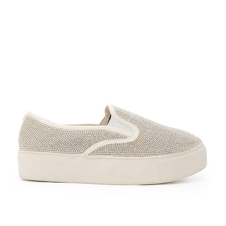 PAULINE-4 Shimmer Slip on Platform Sneaker for wholesale by De Blossom Collection