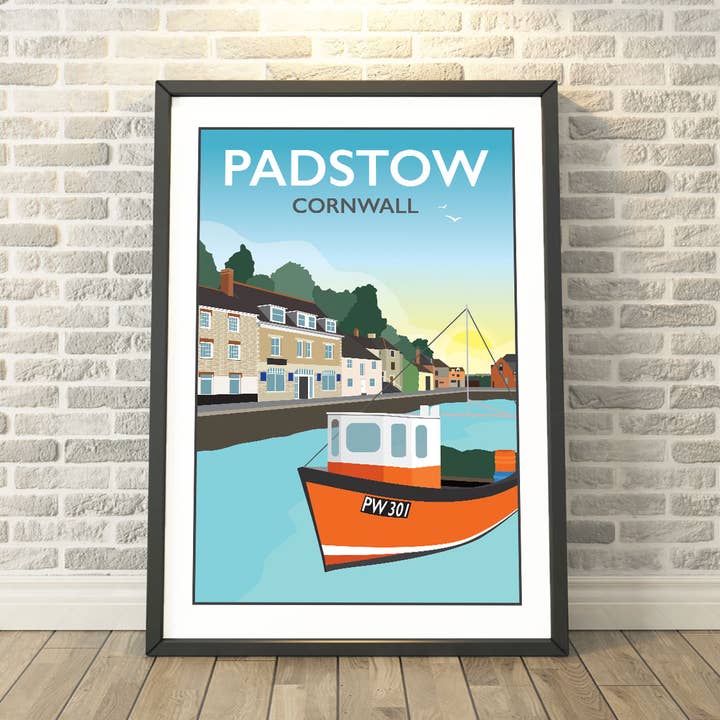 Impression de Padstow, Cornouailles, torchon, cartes et cadeaux pour la vente par Tabitha Mary