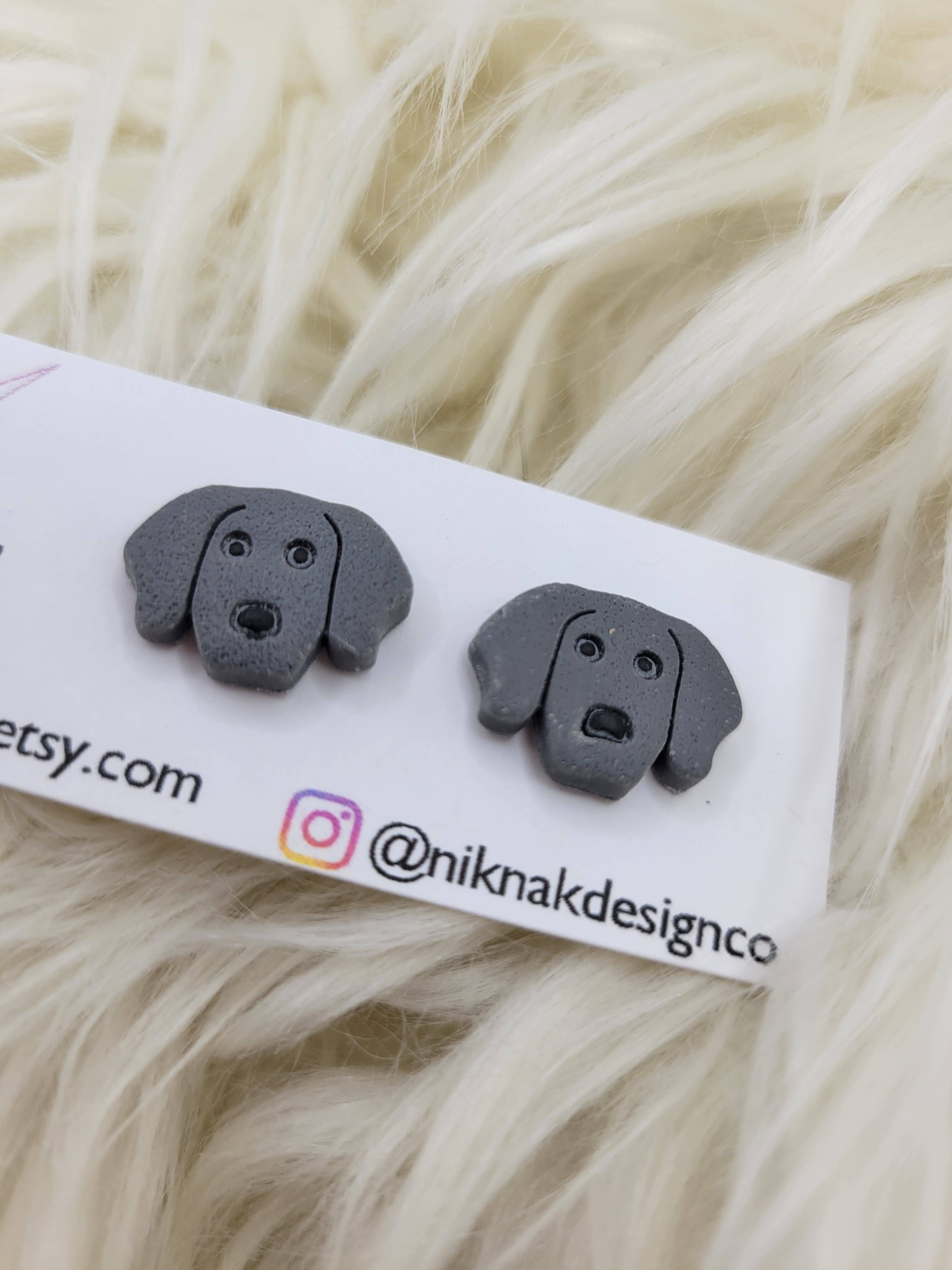 Nik Nak Design Co. - Wholesale Stud/Post Earrings - Puppy Dog Polymer Clay Stud Earrings1