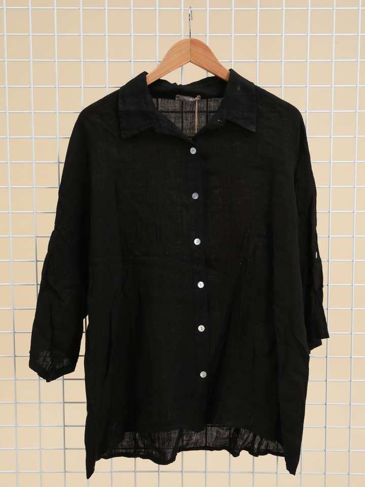 Lea & Luc - Grandes Tailles - Wholesale Button Down Shirt - Women's - Plus size linen shirt SKU 914837