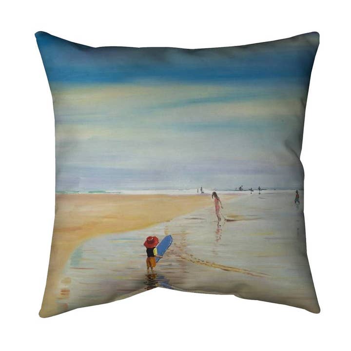 Almofada de Casa de Banho Azul Contemporânea - Crianças na Praia por atacado de BEGIN HOME DECOR