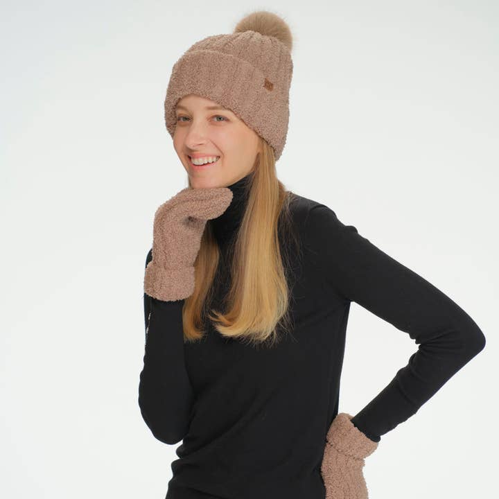 JOIA ACCESSORIES - Wholesale Beanie - Women's - CC COZY YARN HAT MITTEN SET, SEE 011113
