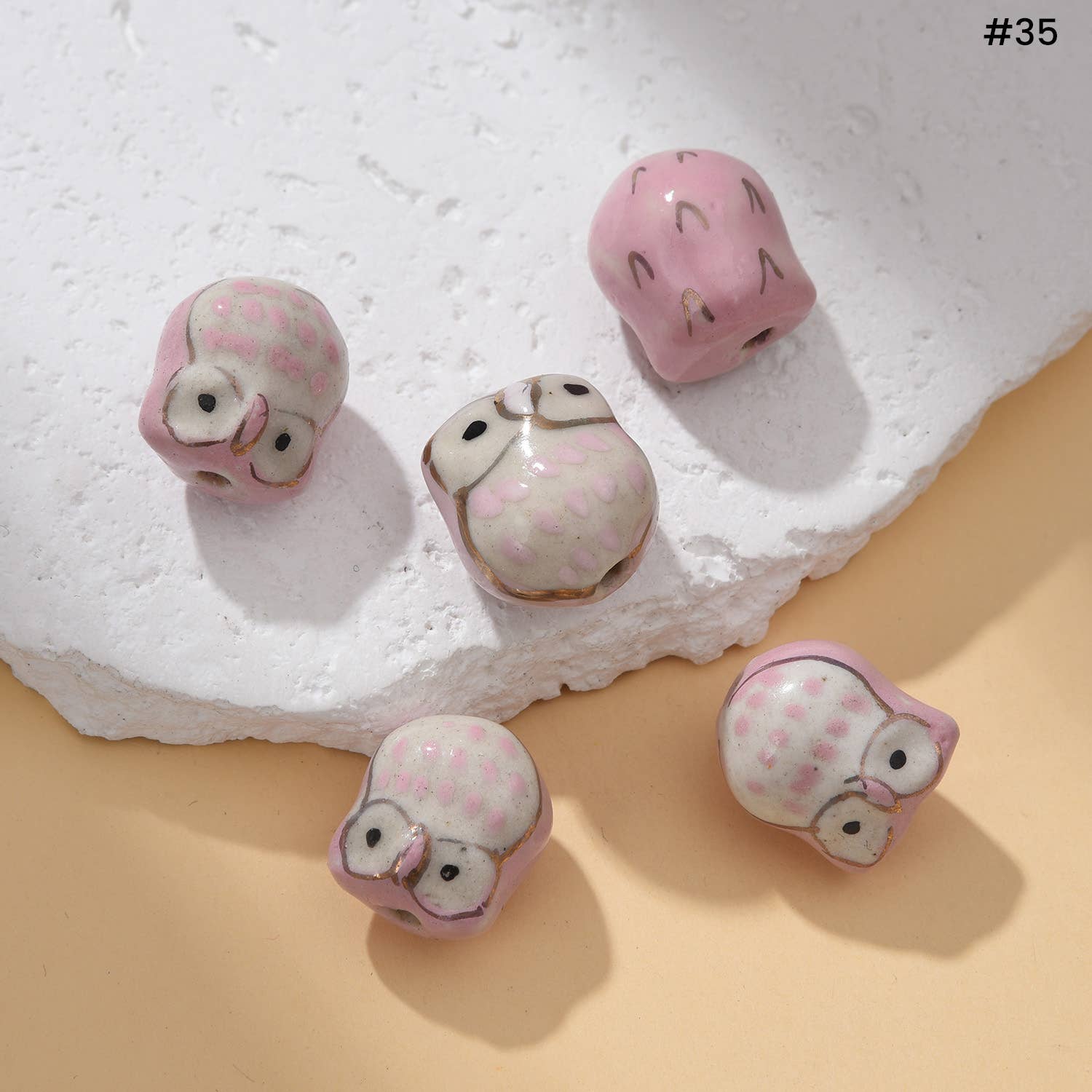 Beads Creation – wholesale Pärlor – Handmålade djurkeramikpärlor med stort hål Smycken ORG30414