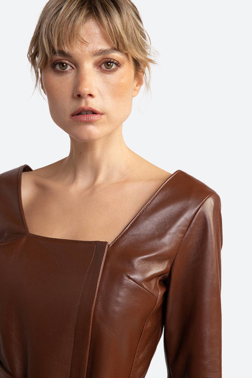Gaucho Buenos Aires - Wholesale Dress - Women's - Mabel Belted Leather Midi Dress in Chocolate4