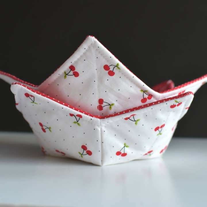 Red Cherry Bowl Cozy| Ice Cream Bowl Cozies for wholesale by The Hippie Stitchie
