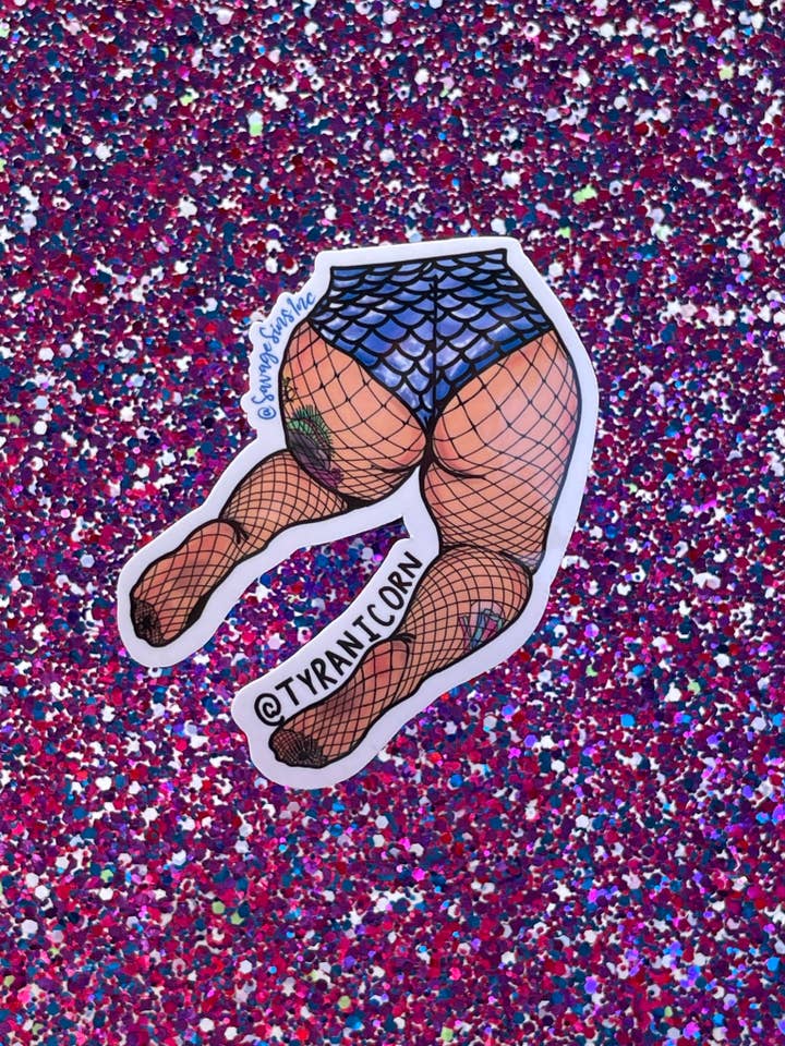 Fishnet Tyranicorn Booty - Sticker for wholesale by Savage Sins