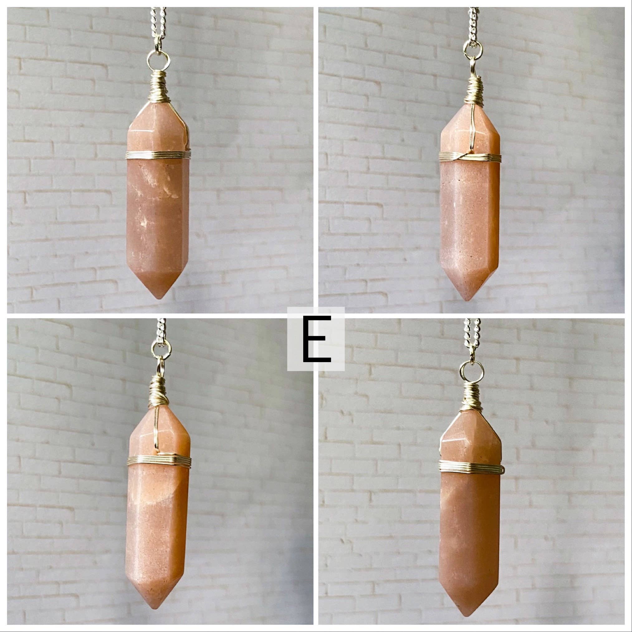 Moonchild Society - Wholesale Pendant/Charm Necklace - Peach Moonstone Silver Crystal Point Necklace, Wire Wrapped Jewelry, Raw Crystal,  Boho Witchy Pick Your Crystal7