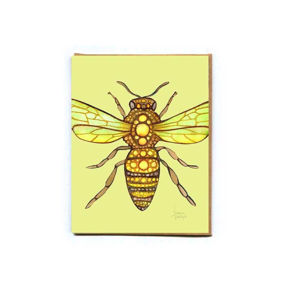 Tamara Phillips Art - Wholesale Everyday Greeting Card - Yellow Bee Card