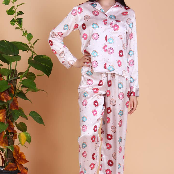 Cozy Treats Long Sleeve Night Wear Women PJ Set for wholesale by Miniapparels