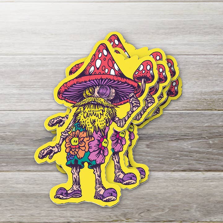 Psykedelisk svampman klistermärke för wholesale av Ozark Sticker Company