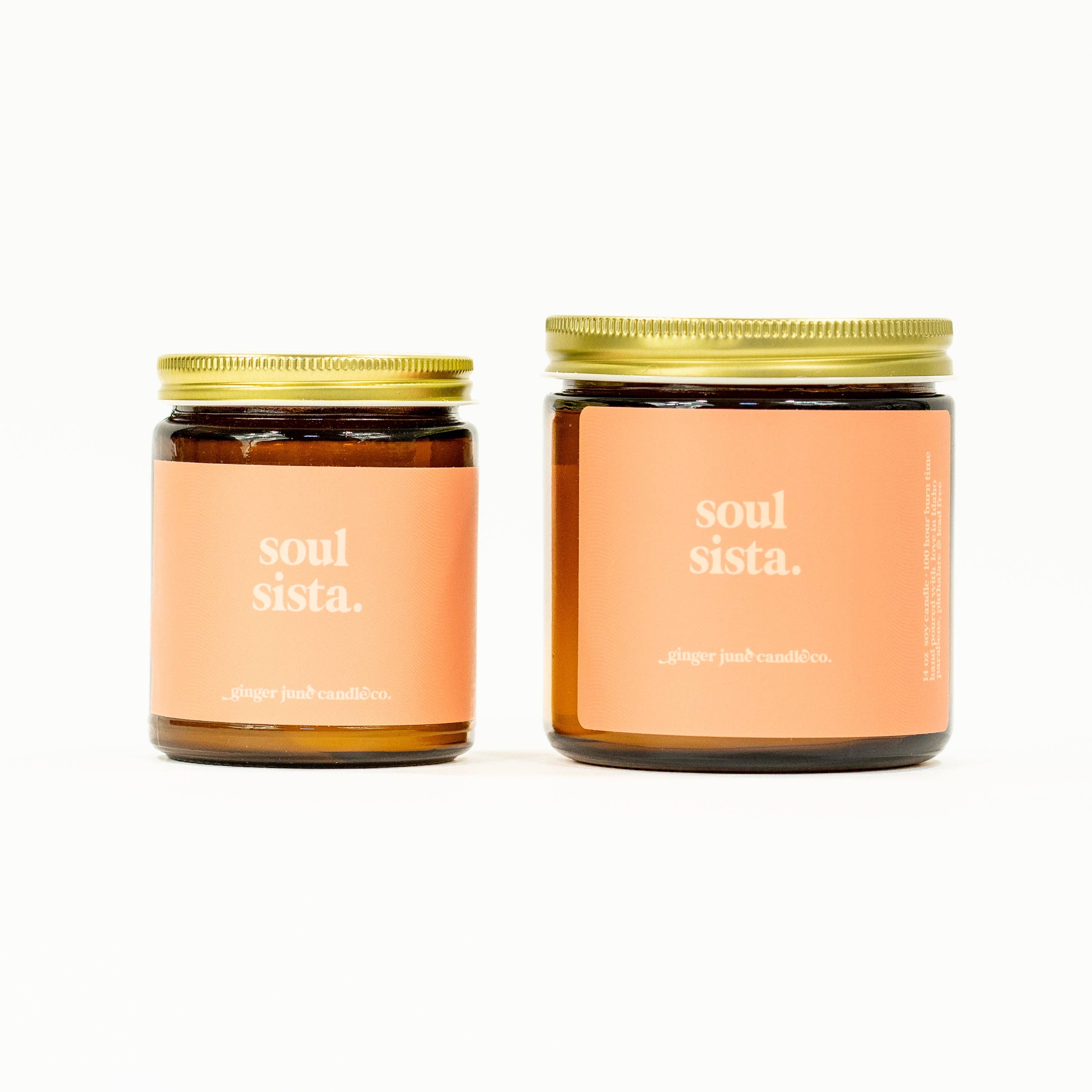 Ginger June Candle Co. - Wholesale Jar/Filled Candle - soul sista • soy candle • 2 sizes, 2 colors to choose from