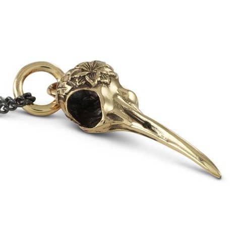 Colar de caveira com flor de beija-flor - Bronze por atacado de Lost Apostle