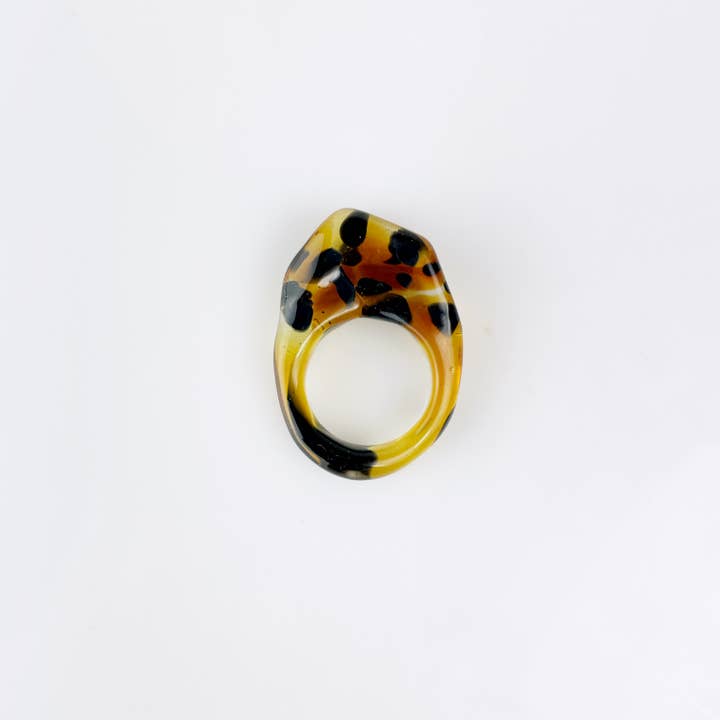 Ultra Lit by SaraBeth Post Eskuche - Wholesale Cocktail/Statement Ring - Glass Tortoise Shell Ring3