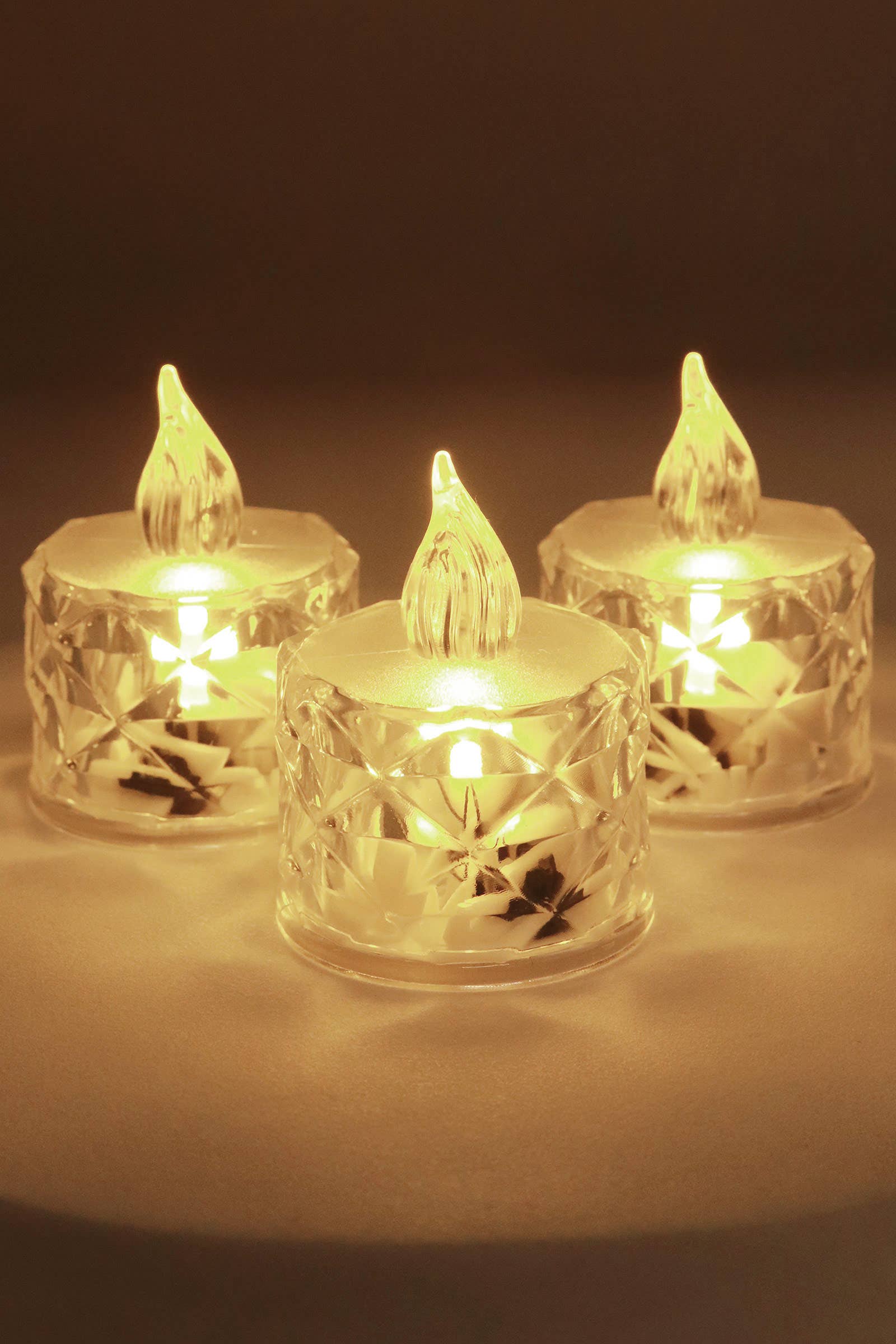 WARM WHITE Crystal Cut Flameless Led Candle Tealight - 24 Pcs for wholesale on Faire6