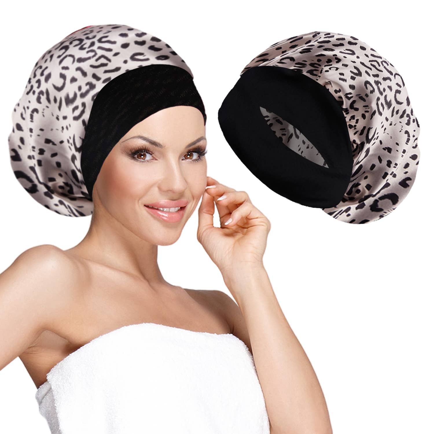 seeboo – wholesale Nattmössor- och hättor – Dam – Bredband Satin motorhuvmössa - Leopard2