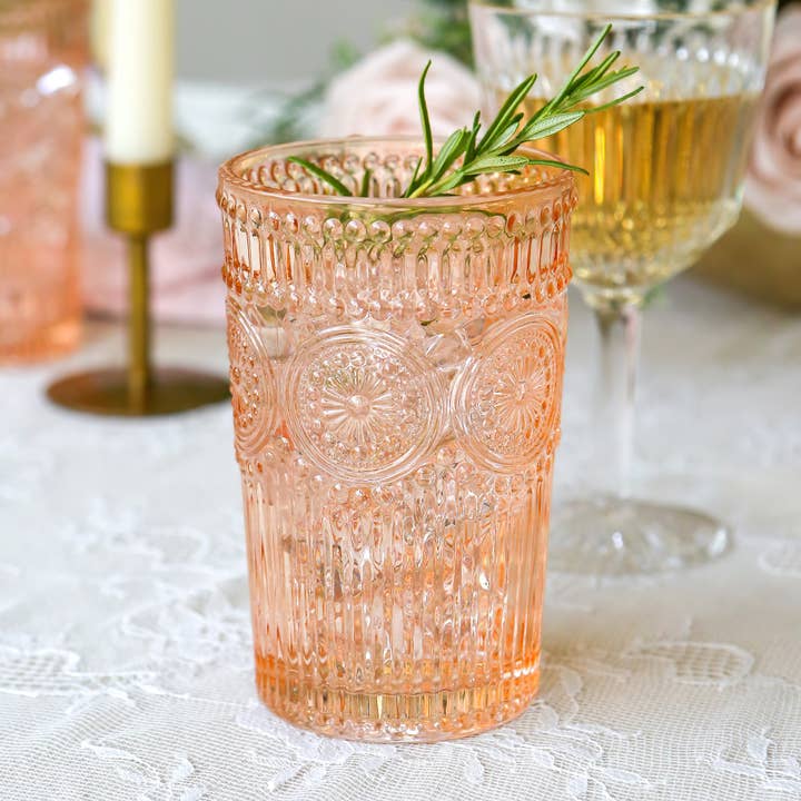 Kate Aspen - Wholesale Drinking Glass/Cup - 13 oz. Vintage Textured Rose Gold Drinkware (Set of 6)7