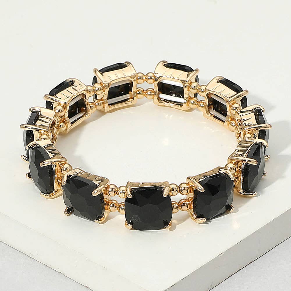 Sensibling Corp. - Wholesale Link & chain bracelet - Cushion Square Stone Stretch Evening Bracelet9