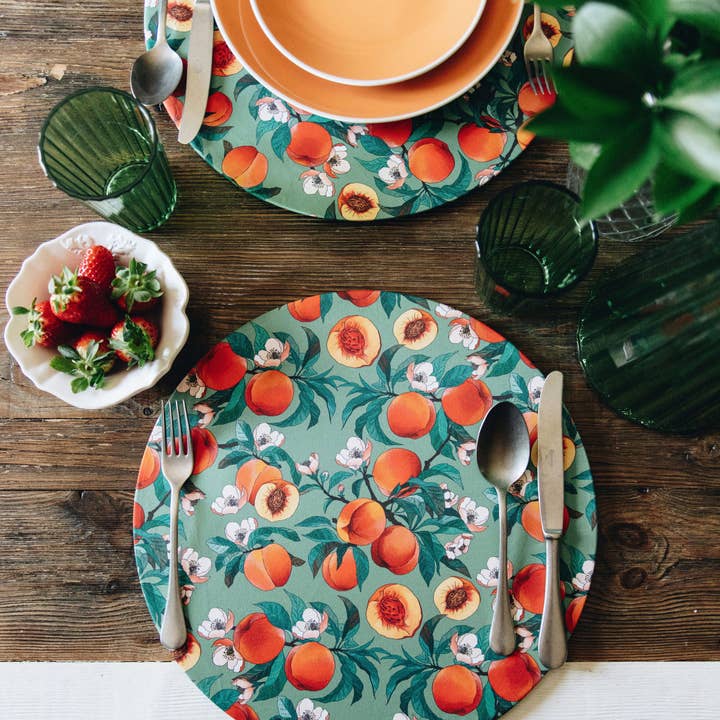 Base de prato removível algodão Pêssegos | Feito na Itália por atacado de Misalù - Dress up your table