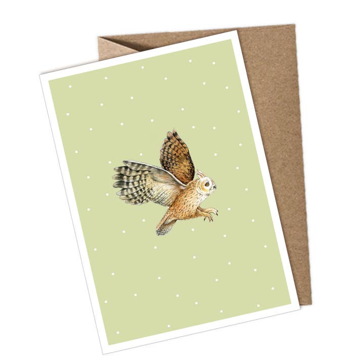 Postkarte + Umschlag EULE GRÜN Einladungskarte Glückwunschka für den Großhandel von fioniony®