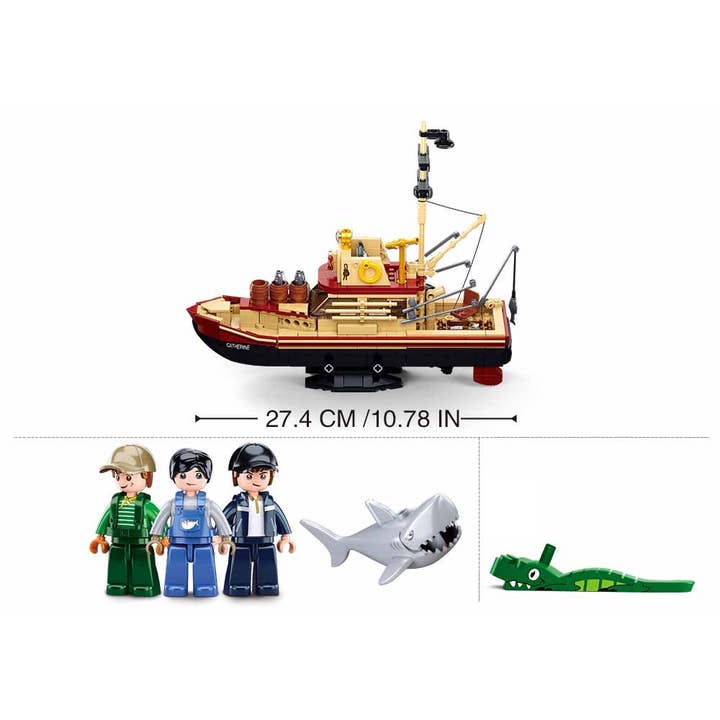 Texas Toy Distribution - Wholesale Building Set - Kids - Model Bricks The Great Shark Boat Building Brick Kit 592 pcs