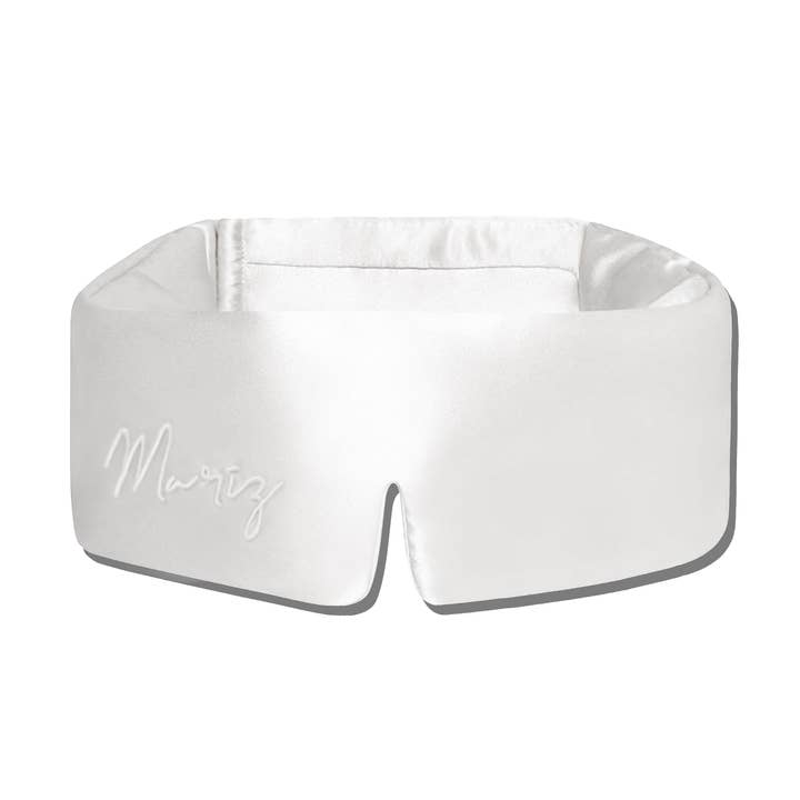Masque de sommeil en soie ajustable ivoire pour la vente par MARIZ SILK