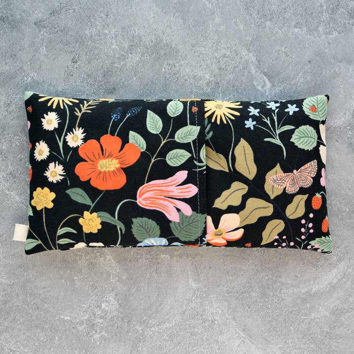 Minor Thread - Wholesale Spa/Therapy Pillow - Oversized Eye Pillow in Strawberry Fields Black Botanical
