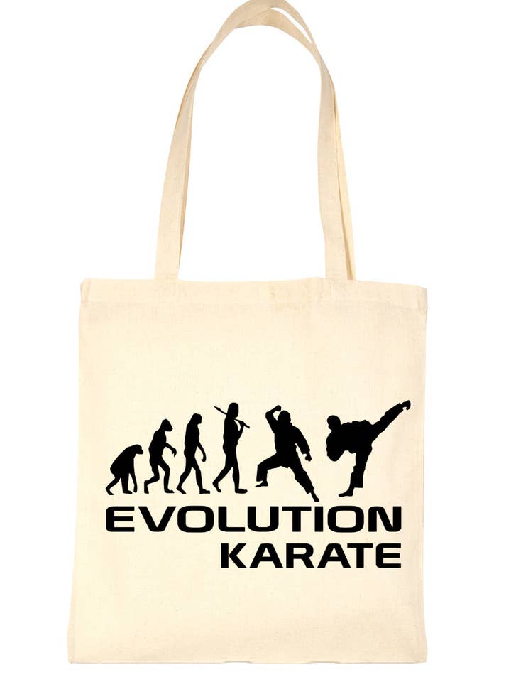 Bolsa divertida de compras Evolution of Karate Martial Arts, regalo para mujer para venta al por mayor de Print4U