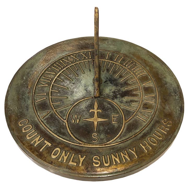 Rome Garden - Wholesale Outdoor Ornament/Decor - Rome Solid Brass Count Sunny Hours Sundial, 10 3/8", #2120