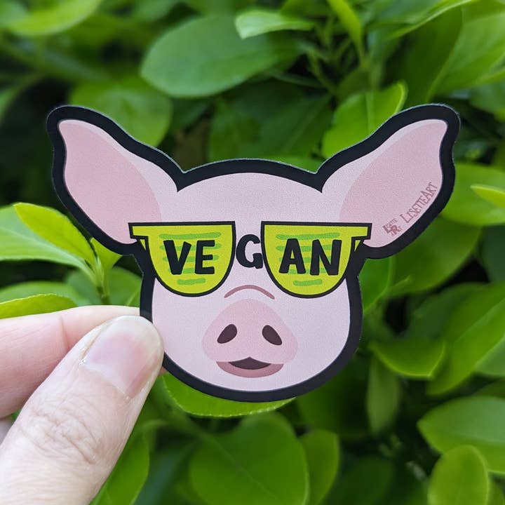"Vegan Sunglasses" Cool Pig Car Magnet, Fridge Magnet for wholesale by LisetteArt Shop
