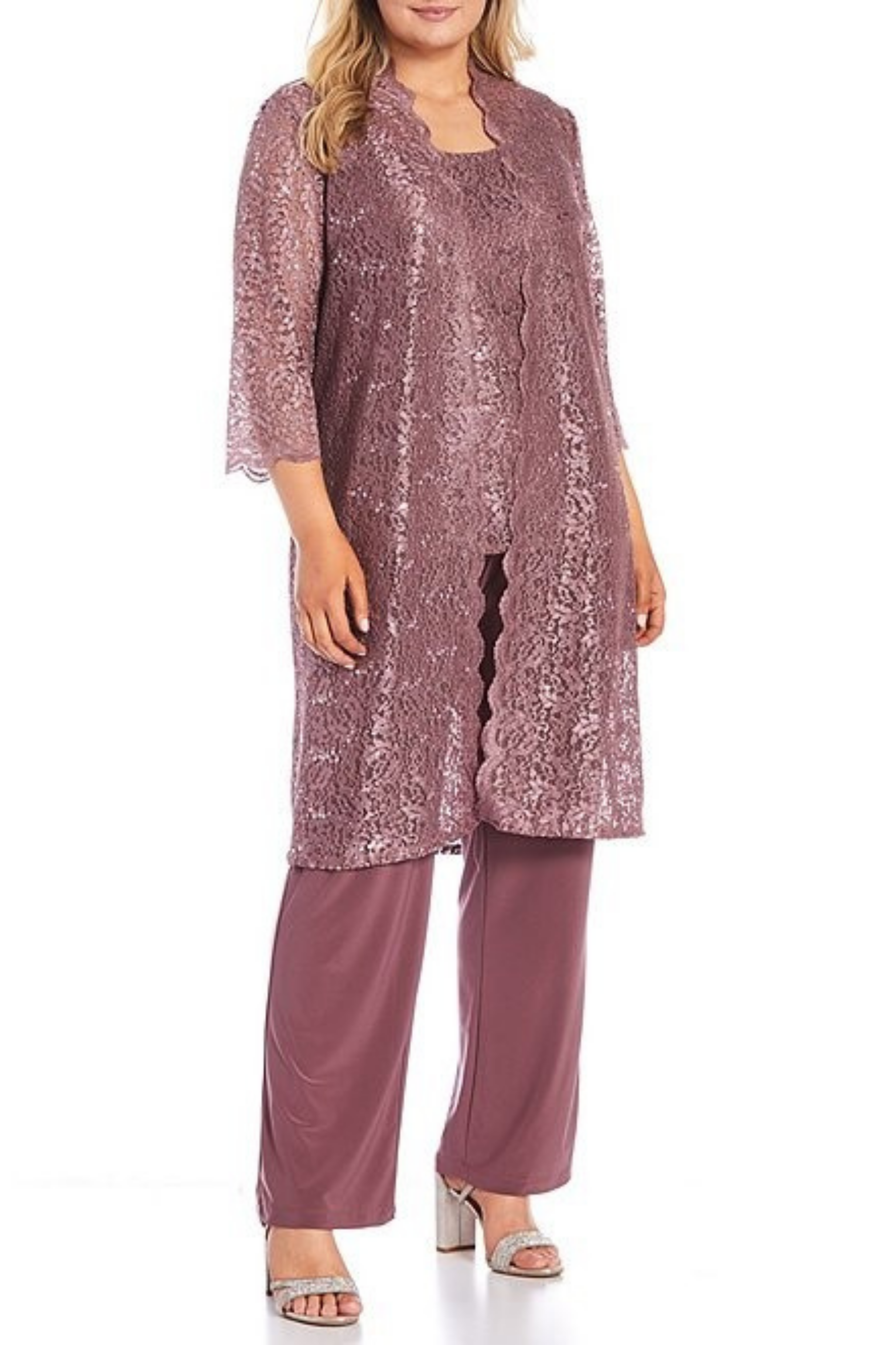 New Yorker's Apparel - Wholesale Top & Pant Set (NOT Loungewear) - Women's - RM Richards Lace 3/4 Sleeve 3-Piece Pants Set8