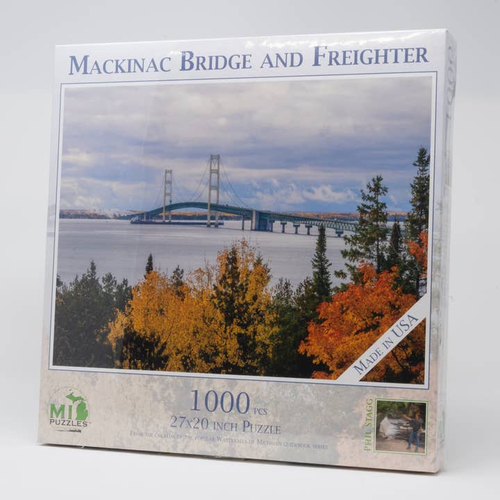 Phil Stagg Photography - Wholesale Puzzle - Adult - Mackinac Bridge and Freighter - 1000 Piece Puzzle1